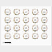 Sticker Rond Rustique Retro Fleur sauvage d'aquarelle Mariage (Feuille)