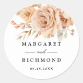 Sticker Rond Rustique Rose en terre cuite Mariage floral (Devant)