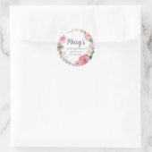 Sticker Rond Rustique rose floral 50e anniversaire Merci (Sac)
