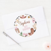Sticker Rond Rustique rose premier rodéo 1er anniversaire (Enveloppe)
