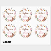 Sticker Rond Rustique rose premier rodéo 1er anniversaire (Feuille)