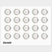 Sticker Rond Rustique rose violet Rose Wreath Wedding Favor (Feuille)