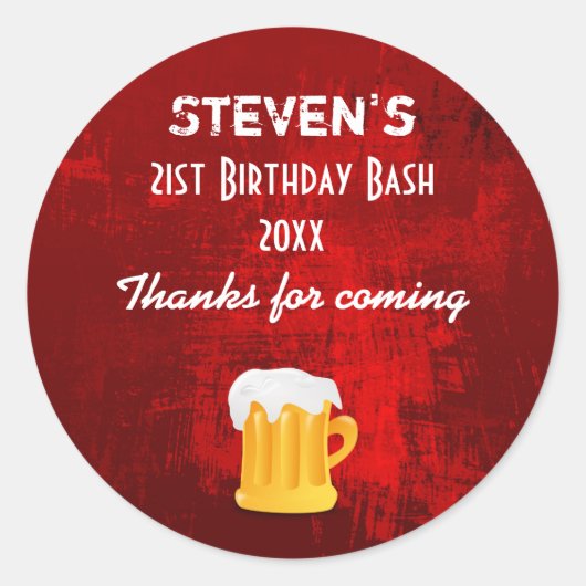 Sticker Rond Rustique rouge Abstrait Bash d'anniversaire avec l (Devant)