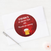 Sticker Rond Rustique rouge Abstrait Bash d'anniversaire avec l (Enveloppe)