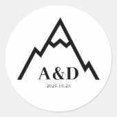 Sticker Rond Rustique simple Mariage de montagne personnalisé (Devant)