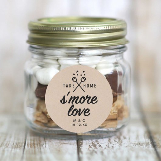Sticker Rond Rustique S'more Love Kraft Wedding Favor