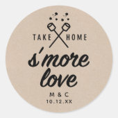 Sticker Rond Rustique S'more Love Kraft Wedding Favor (Devant)