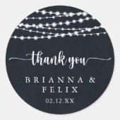 Sticker Rond Rustique String éclaire Merci mariage Faveur (Devant)