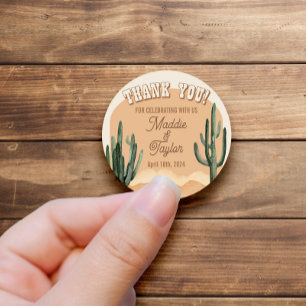 Sticker Rond Rustique Sud-Ouest Désert Cactus Merci Favoriser
