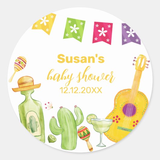 Sticker Rond Rustique Taco 'Bout Cactus Lime Baby shower de gui (Devant)