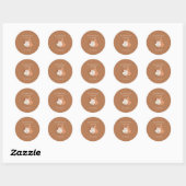 Sticker Rond Rustique Terracotta Boho Pampas Orchidées Mariage (Feuille)