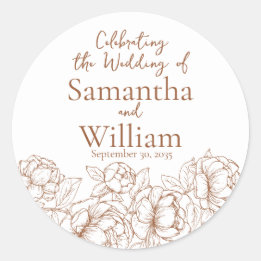 Sticker Rond Rustique Terracotta Moderne Boho Mariage Floral