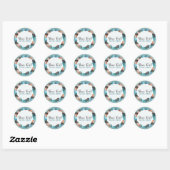 Sticker Rond Rustique Turquoise Bois & Plumes Wreath Boho Chic (Feuille)