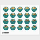 Sticker Rond Rustique Turquoise Burlap Sunflower Mariage Faveur (Feuille)