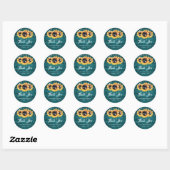 Sticker Rond Rustique Turquoise Tournesol Merci Mariage Faveur (Feuille)