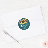 Sticker Rond Rustique Turquoise Tournesol Merci Mariage Faveur (Enveloppe)