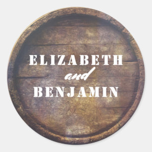 Sticker Rond Rustique vieux Mariage en bois de fond