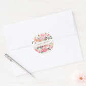 Sticker Rond Rustique vif rose Aquarelle rose Mariage Floral (Enveloppe)