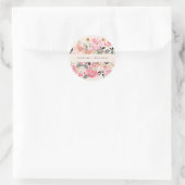 Sticker Rond Rustique vif rose Aquarelle rose Mariage Floral (Sac)
