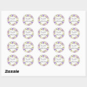 Sticker Rond Rustique violet et ivoire blanc rose Mariage flora (Feuille)
