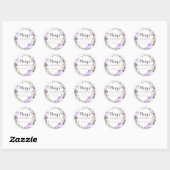 Sticker Rond Rustique violet floral 60e anniversaire Merci (Feuille)