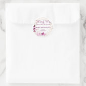 Sticker Rond Rustique violet rose floral 100e anniversaire Merc (Sac)