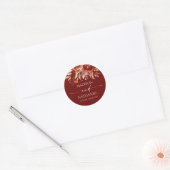 Sticker Rond Rusty Burgundy Brown Floral Flower Wedding (Enveloppe)