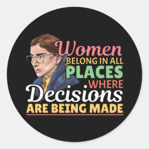 Sticker Rond Ruth Bader Ginsburg avocate féministe Juge