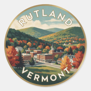 Sticker Rond Rutland Vermont Green Mountain Voyage