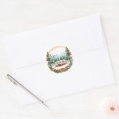Sticker Rond RV Camping dans les Bois, RV camper (Enveloppe)