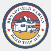 Sticker Rond RV Road Trip Mom Correspondance familiale Vacances (Devant)
