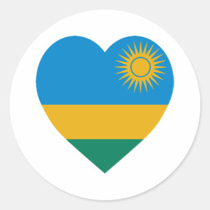 Sticker Rond Rwanda - Coeur du drapeau