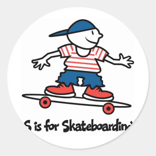 Sticker Rond S est pour le Skateboard (Devant)