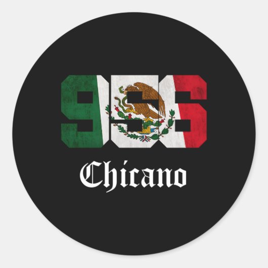 Sticker Rond S Indicateur Mexicain Chicano Texas 956 Indicatif  (Devant)