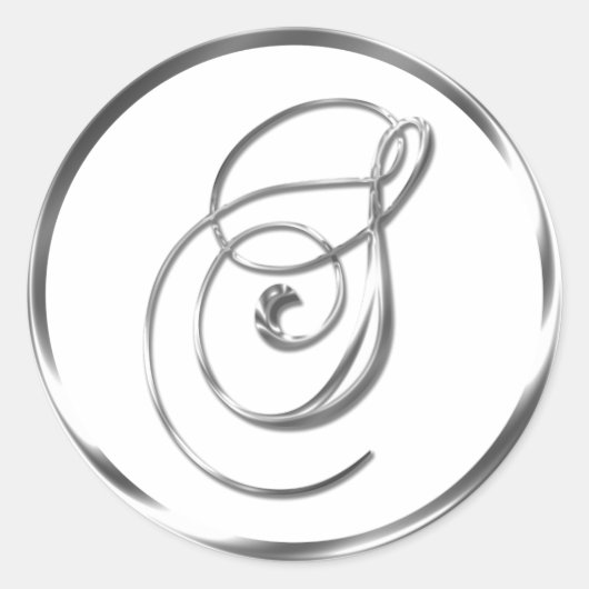 Sticker Rond S Monogramme Faux Enveloppe Argent Ou Favoriser Le (Devant)