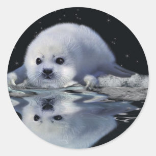 Sticker Rond S.O.S. Sauvez Notre Harp Seals Wildlife Supporter