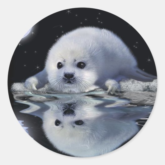 Sticker Rond S.O.S. Save Our Harp Seals Wildlife Supporter (Devant)