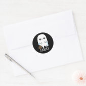 Sticker Rond S-poo-ky Funny Ghost Poop Poop Pun Dark BG (Enveloppe)