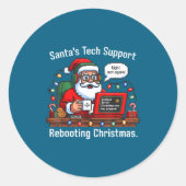 Sticker Rond s Rebooting Tech Support Santa (Devant)