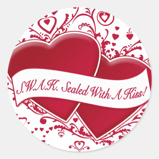 Sticker Rond S.W.A.K. Scellé Avec Un Baiser ! Cœurs rouges (Devant)