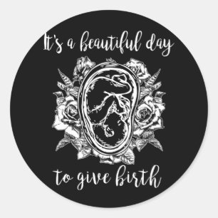 Sticker Rond Sa belle journée donne naissance à Doula sage-femm