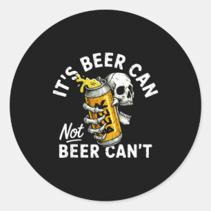 Sticker Rond Sa bière Peut pas Boîte de bière Crâne Squelette B
