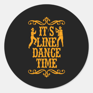 Sticker Rond Sa Ligne Danse Ligne Danser Musique Cowboy Cadeau