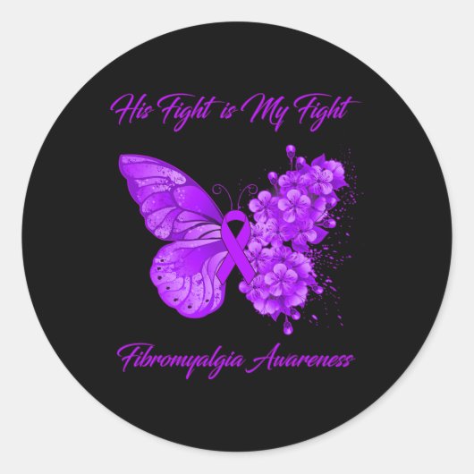 Sticker Rond Sa Lutte Est Ma Lutte Contre La Fibromyalgie (Devant)