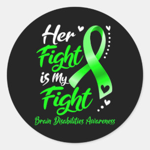 Sticker Rond Sa Lutte Est Mon Combattre Incapacité Cerveau Sens
