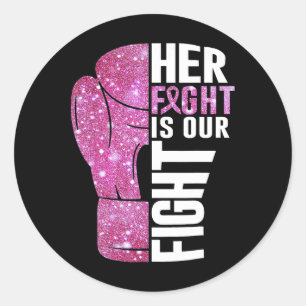 Sticker Rond Sa Lutte Est Notre Combat Boxe Gant Cancer Du Sein