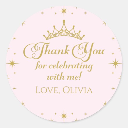 Sticker Rond Sa Royal Fiveness Gold Princess 5e anniversaire (Devant)