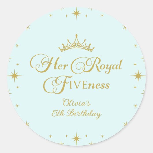 Sticker Rond Sa Royal Fiveness Gold Princess 5e anniversaire (Devant)