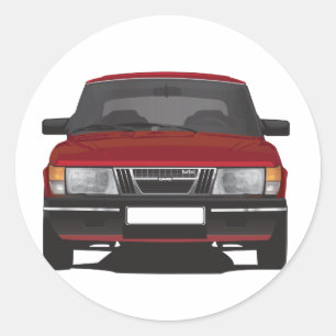 Sticker Rond Saab 900 turbo (rouge)