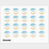 Sticker Rond Sable d'aquarelle et Mariage de mer (Feuille)